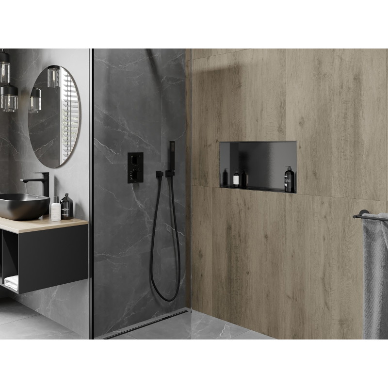Mexen X-Wall-NR étagère encastrée sans collerette 60 x 30 cm, gris canon brossé - 19E1603010