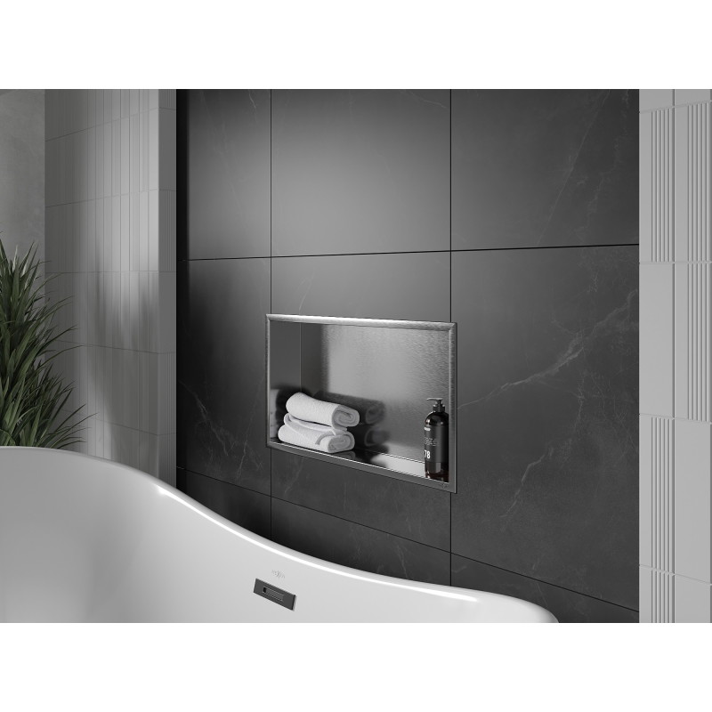 Mexen X-Wall-R étagère encastrée avec rebord 60 x 30 cm, gris pistolet brossé - 19E0603010