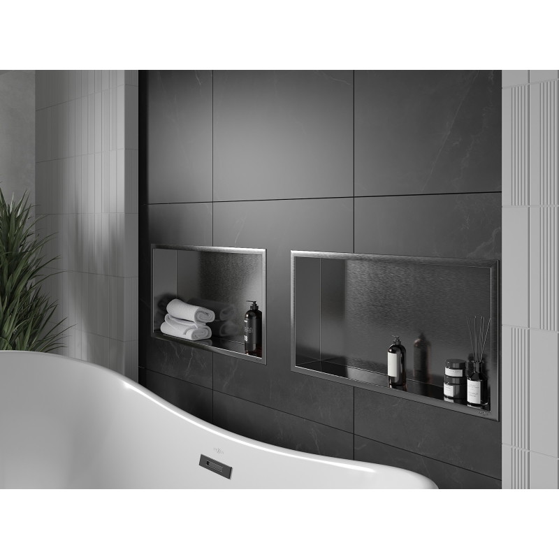Mexen X-Wall-R étagère encastrée avec rebord 60 x 30 cm, gris pistolet brossé - 19E0603010