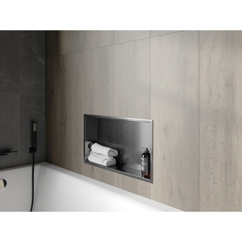 Mexen X-Wall-R étagère encastrée avec rebord 60 x 30 cm, gris pistolet brossé - 19E0603010