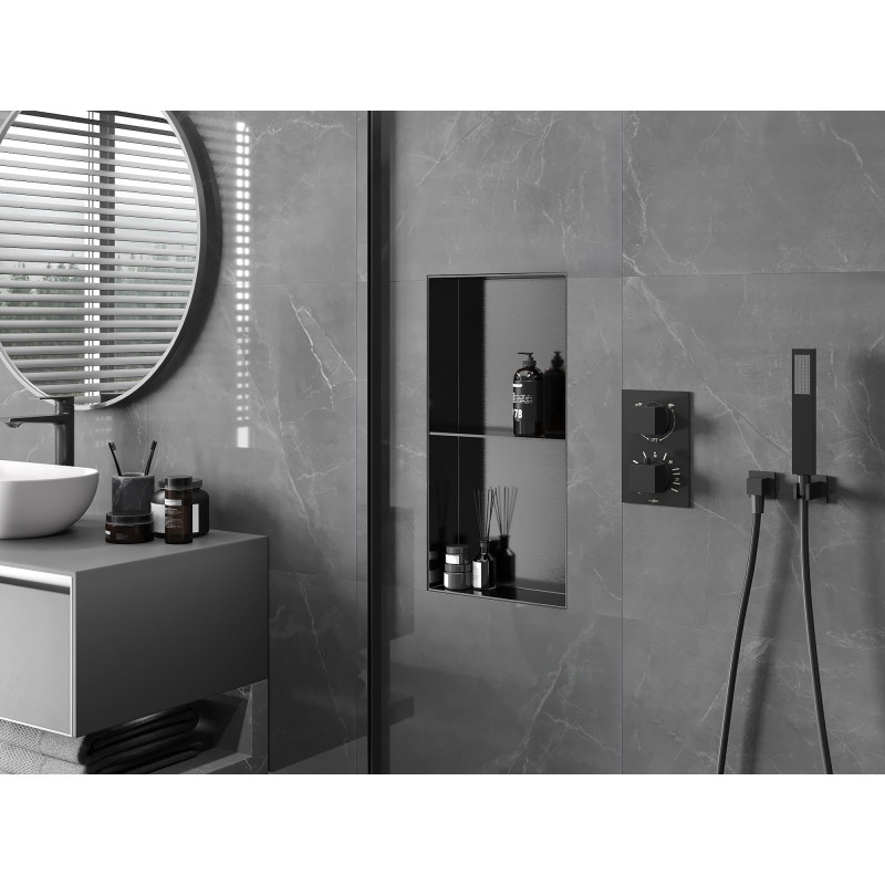 Mexen X-Wall-NR étagère encastrée sans collerette avec étagère 60 x 30 cm, gris pistolet brossé - 19E1603010S