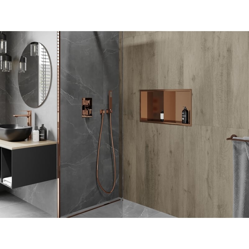 Mexen X-Wall-R niche avec bride et étagère 60 x 30 cm, cuivre brossé - 19C0603010S