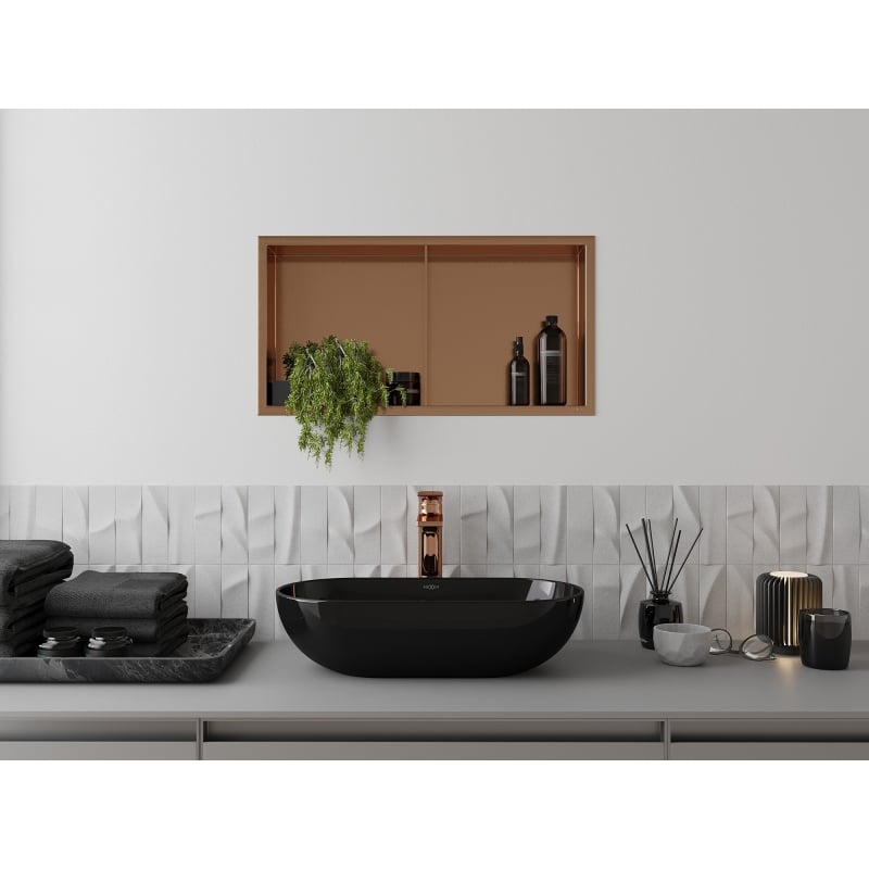 Mexen X-Wall-R niche avec bride et étagère 60 x 30 cm, cuivre brossé - 19C0603010S