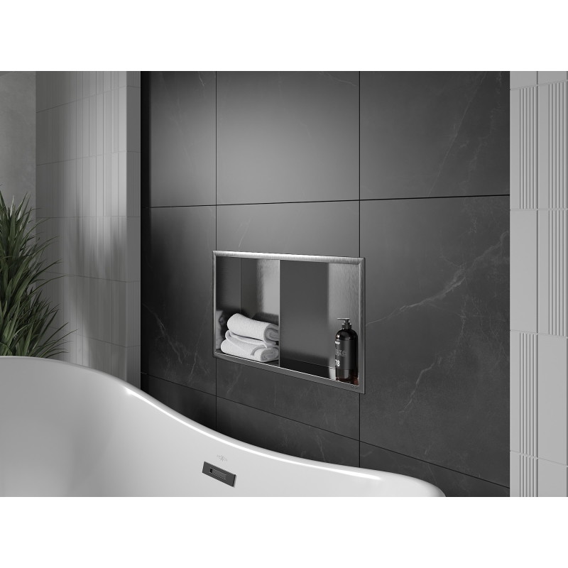 Mexen X-Wall-R étagère encastrée avec rebord et étagère 60 x 30 cm, gris pistolet brossé - 19E0603010S