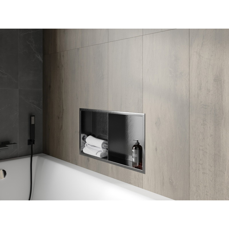 Mexen X-Wall-R étagère encastrée avec rebord et étagère 60 x 30 cm, gris pistolet brossé - 19E0603010S