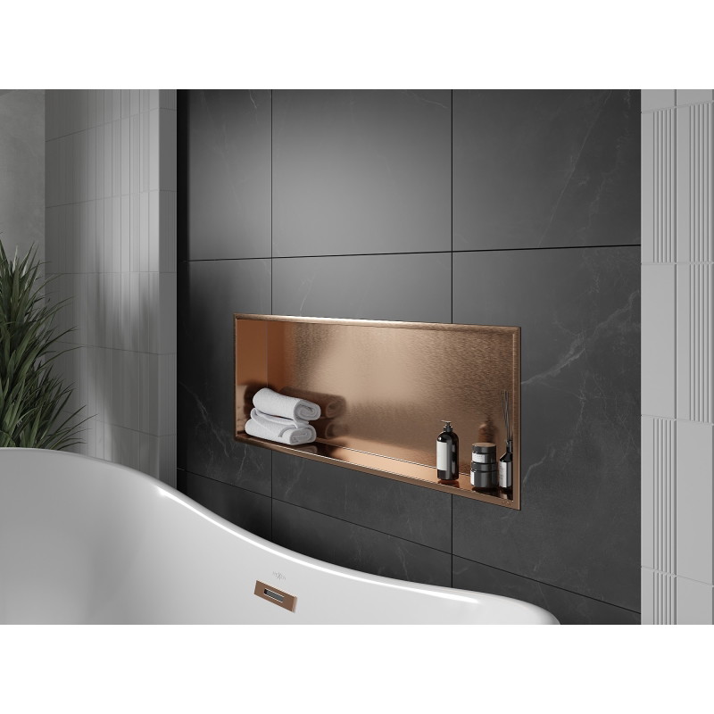 Mexen X-Wall-R étagère encastrée avec rebord 90 x 30 cm, cuivre brossé - 19C0903010