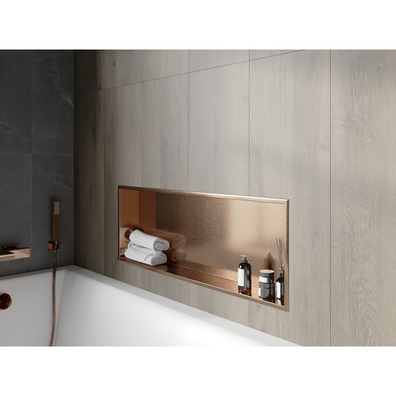 Mexen X-Wall-R étagère encastrée avec rebord 90 x 30 cm, cuivre brossé - 19C0903010