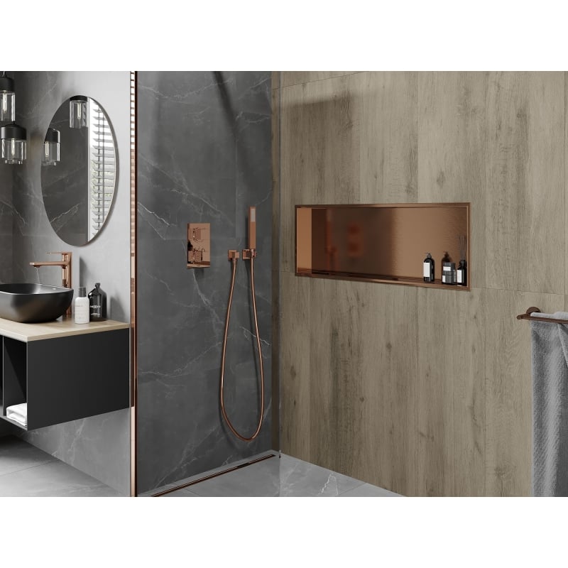 Mexen X-Wall-R étagère encastrée avec rebord 90 x 30 cm, cuivre brossé - 19C0903010
