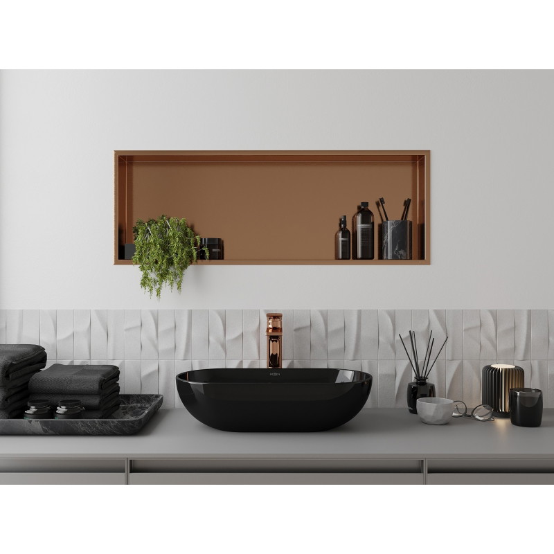 Mexen X-Wall-R étagère encastrée avec rebord 90 x 30 cm, cuivre brossé - 19C0903010