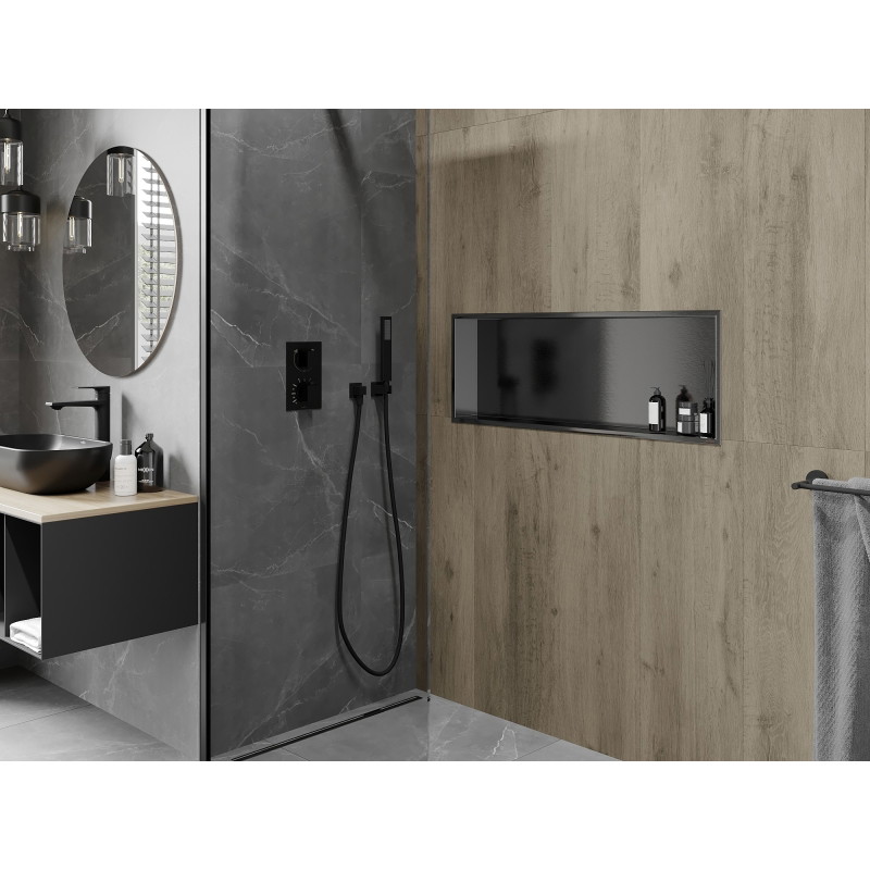 Mexen X-Wall-R étagère encastrée avec collerette 90 x 30 cm, gris canon brossé - 19E0903010