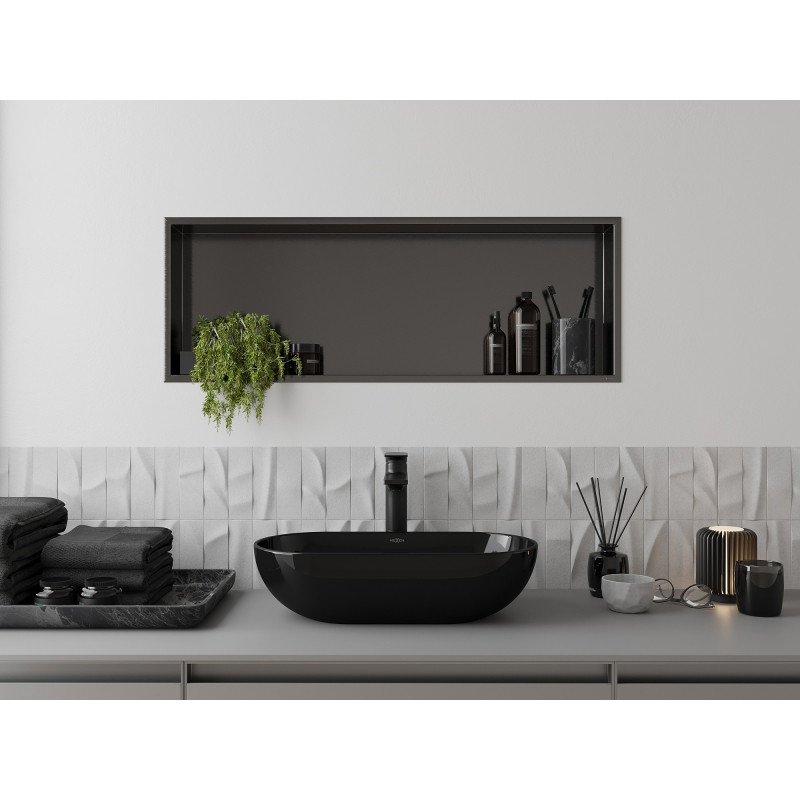 Mexen X-Wall-R étagère encastrée avec collerette 90 x 30 cm, gris canon brossé - 19E0903010
