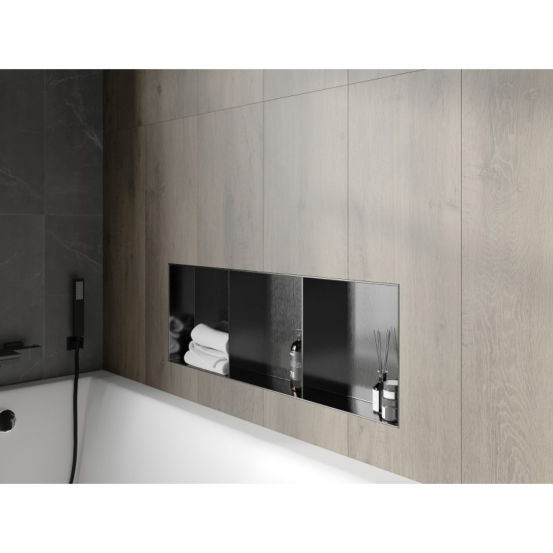 Mexen X-Wall-NR étagère encastrée sans rebord avec tablette 90 x 30 cm, gris canon brossé - 19E1903010S