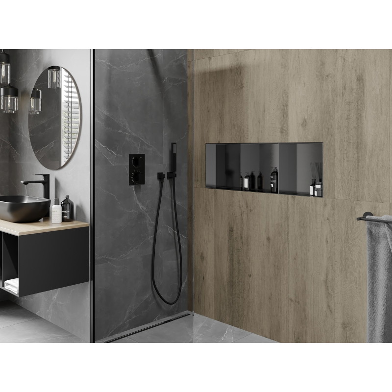 Mexen X-Wall-NR étagère encastrée sans rebord avec tablette 90 x 30 cm, gris canon brossé - 19E1903010S