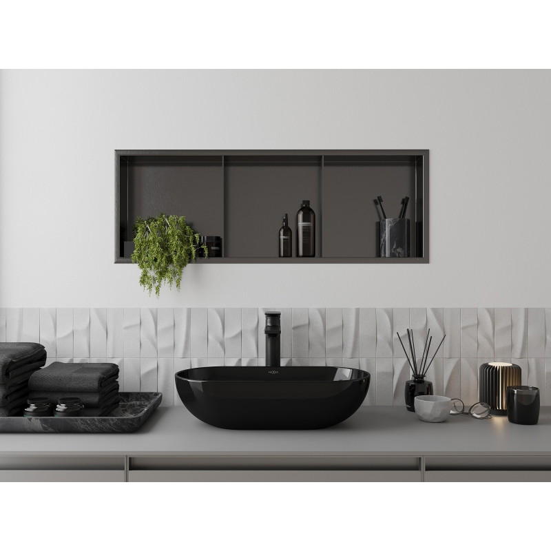 Mexen X-Wall-NR étagère encastrée sans rebord avec tablette 90 x 30 cm, gris canon brossé - 19E1903010S