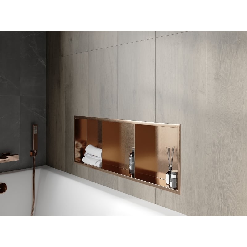 Mexen X-Wall-R étagère encastrée avec rebord et étagère 90 x 30 cm, cuivre brossé - 19C0903010S