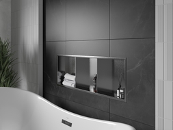 Mexen X-Wall-R étagère encastrée avec collerette et étagère 90 x 30 cm, gris gun brossé - 19E0903010S