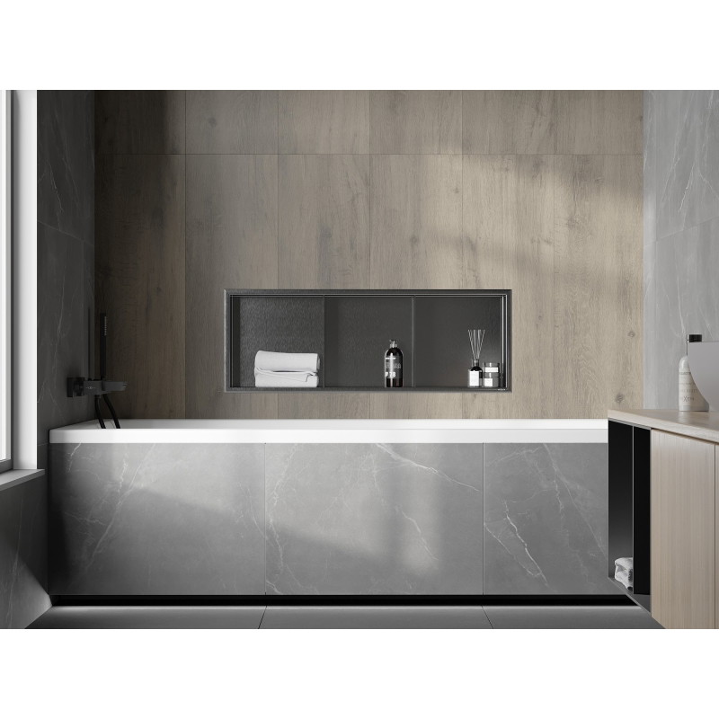Mexen X-Wall-R étagère encastrée avec collerette et étagère 90 x 30 cm, gris gun brossé - 19E0903010S