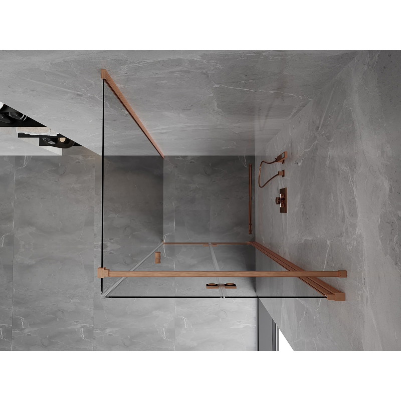 Mexen Mist-F cabine de douche pliante droite 70 x 70 cm, transparent, cuivre brossé - 8A6T-070-070-65-00-P