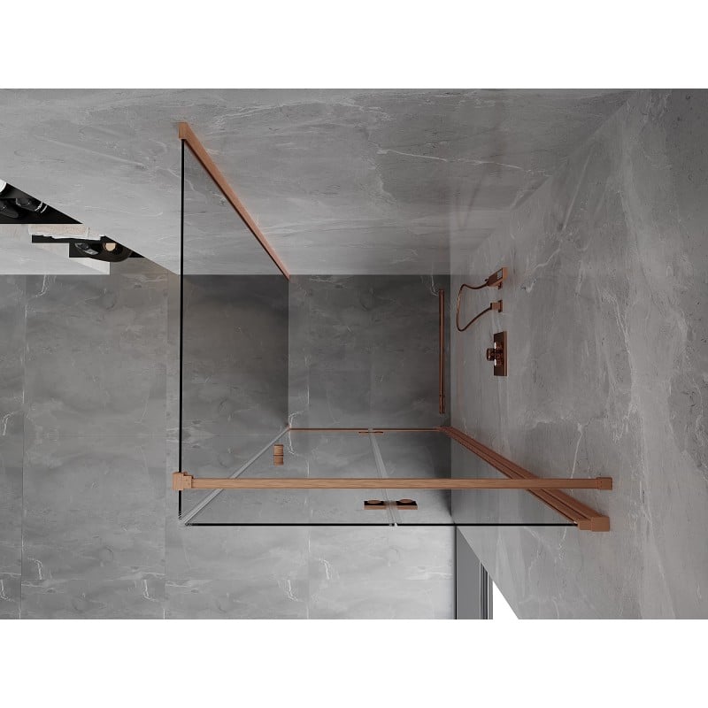 Mexen Mist-F cabine de douche pliante droite 80 x 80 cm, transparent, cuivre brossé - 8A6T-080-080-65-00-P