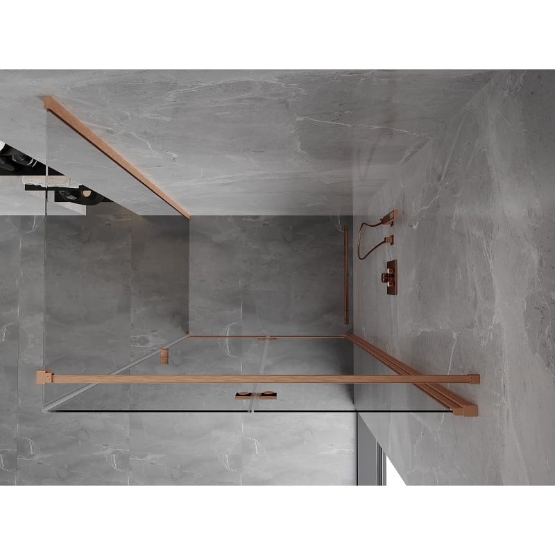 Mexen Mist-F cabine de douche pliante droite 95 x 85 cm, transparent, cuivre brossé - 8A6T-095-085-65-00-P