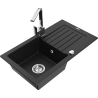 Mexen Pablo évier en granit 1 bac avec égouttoir et robinet de cuisine Rita, noir - 6510-77-670300-00