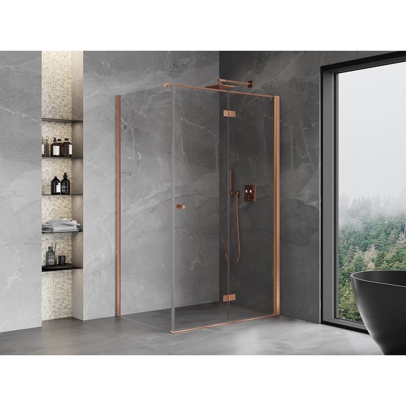 Mexen Mist-F cabine de douche pliante droite 70 x 100 cm, transparent, cuivre brossé - 8A6T-070-100-65-00-P
