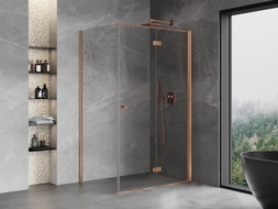 Mexen Mist-F cabine de douche pliante droite 70 x 100 cm, transparent, cuivre brossé - 8A6T-070-100-65-00-P