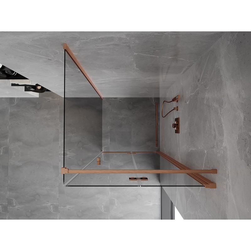 Mexen Mist-F cabine de douche pliante droite 120 x 120 cm, transparent, cuivre brossé - 8A6T-120-120-65-00-P