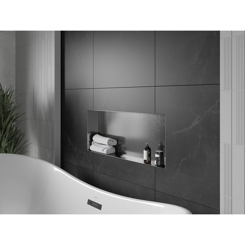 Mexen X-Wall-NR étagère encastrée sans bride 75 x 30 cm, gris canon brossé - 19E1753010