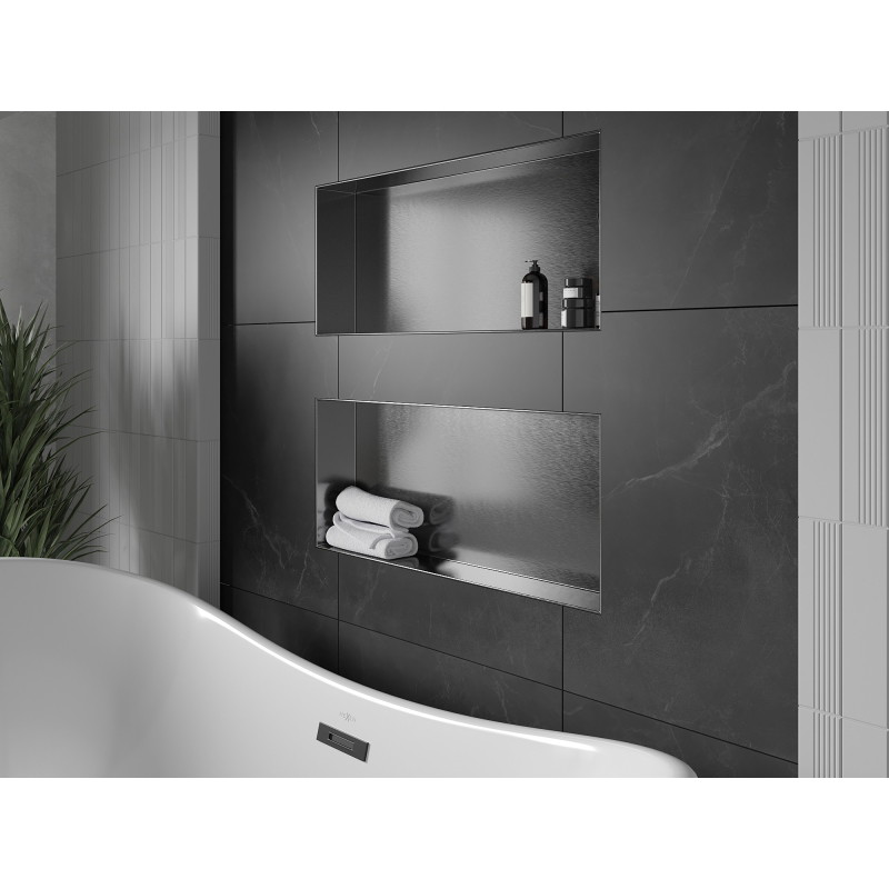 Mexen X-Wall-NR étagère encastrée sans bride 75 x 30 cm, gris canon brossé - 19E1753010