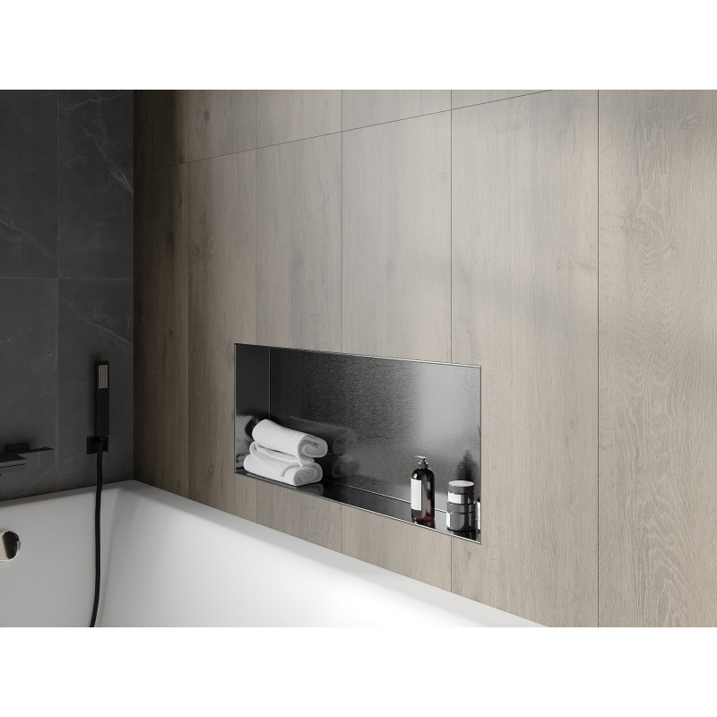 Mexen X-Wall-NR étagère encastrée sans bride 75 x 30 cm, gris canon brossé - 19E1753010
