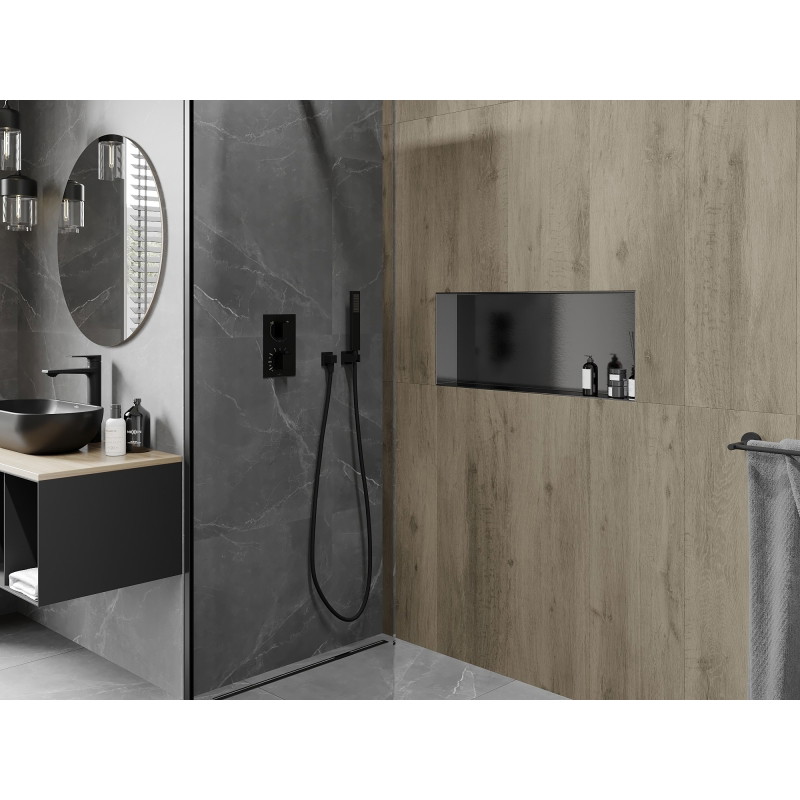 Mexen X-Wall-NR étagère encastrée sans bride 75 x 30 cm, gris canon brossé - 19E1753010