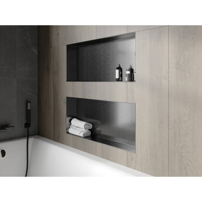 Mexen X-Wall-NR étagère encastrée sans bride 75 x 30 cm, gris canon brossé - 19E1753010