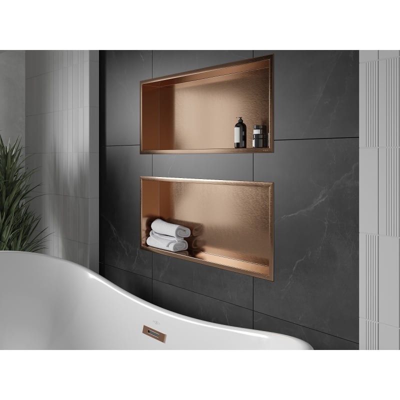 Mexen X-Wall-R étagère encastrée avec collerette 75 x 30 cm, cuivre brossé - 19C0753010
