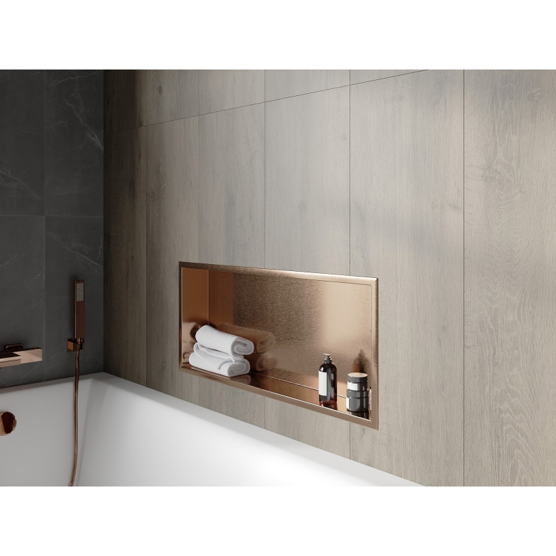 Mexen X-Wall-R étagère encastrée avec collerette 75 x 30 cm, cuivre brossé - 19C0753010