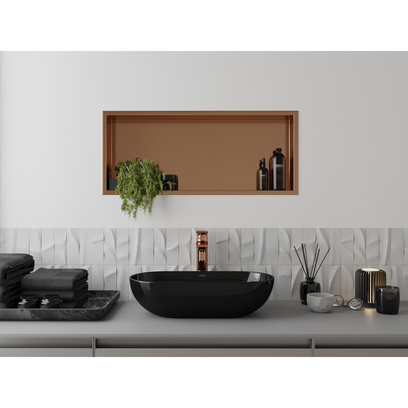 Mexen X-Wall-R étagère encastrée avec collerette 75 x 30 cm, cuivre brossé - 19C0753010