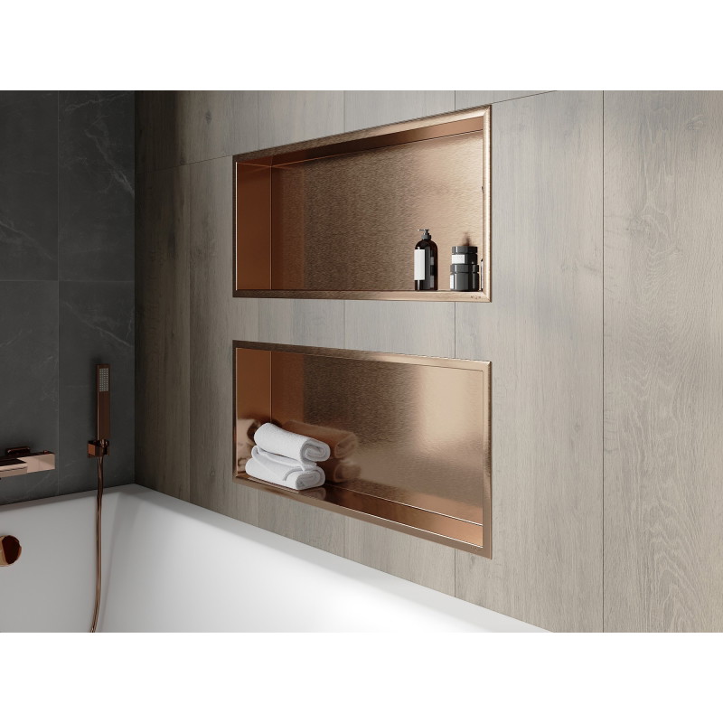 Mexen X-Wall-R étagère encastrée avec collerette 75 x 30 cm, cuivre brossé - 19C0753010