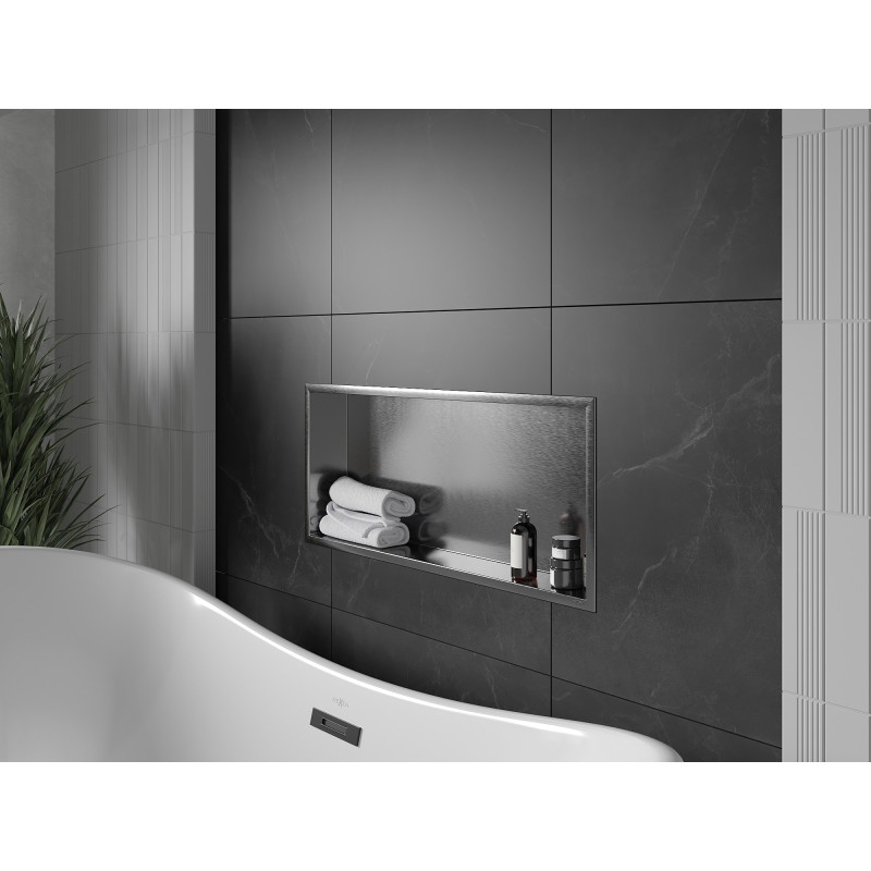Mexen X-Wall-R étagère encastrée avec collerette 75 x 30 cm, gris pistolet brossé - 19E0753010