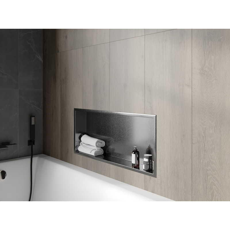 Mexen X-Wall-R étagère encastrée avec collerette 75 x 30 cm, gris pistolet brossé - 19E0753010