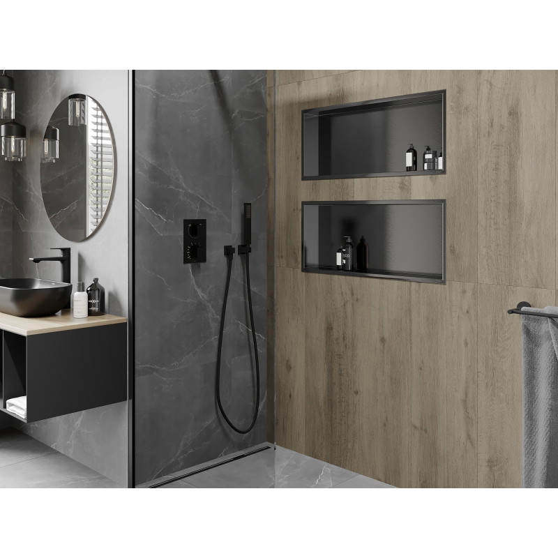 Mexen X-Wall-R étagère encastrée avec collerette 75 x 30 cm, gris pistolet brossé - 19E0753010