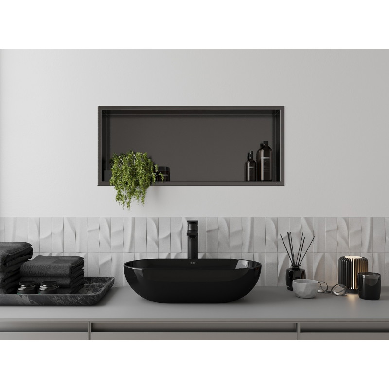 Mexen X-Wall-R étagère encastrée avec collerette 75 x 30 cm, gris pistolet brossé - 19E0753010