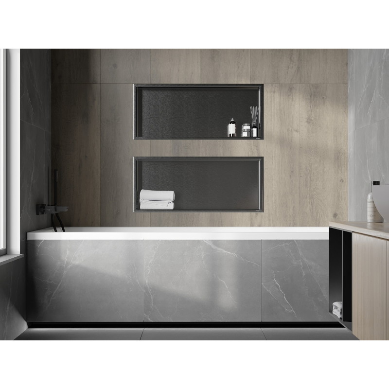 Mexen X-Wall-R étagère encastrée avec collerette 75 x 30 cm, gris pistolet brossé - 19E0753010