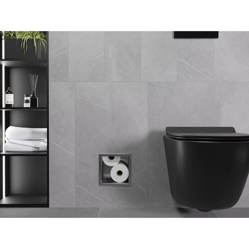 Mexen X-Wall-B porte-papier toilette, gris métallisé brossé - 19E5