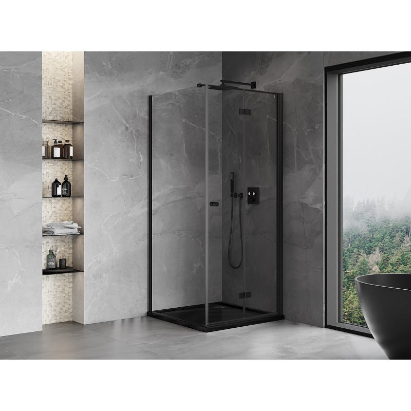 Mexen Mist-F cabine de douche pliante droite 120 x 120 cm, transparente, noire - 8A6T-120-120-70-00-P