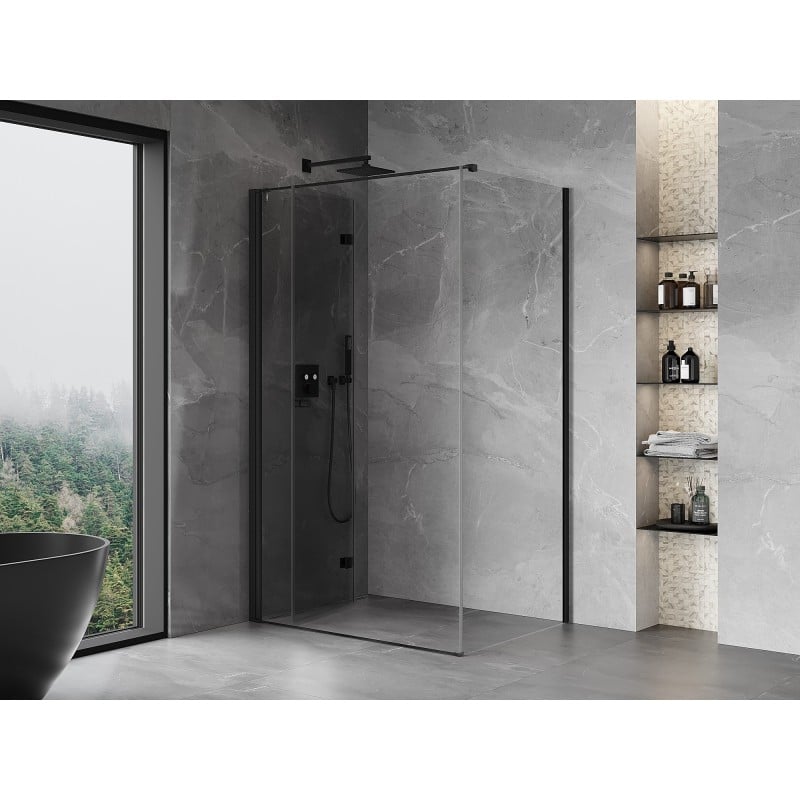 Mexen Mist-F cabine de douche pliante gauche 85 x 120 cm, transparent, noir - 8A6T-085-120-70-00-L