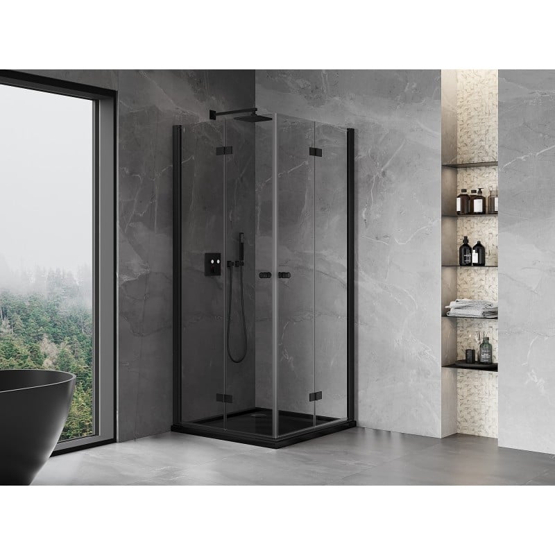 Mexen Mist-F Duo cabine de douche pliante 120 x 120 cm, transparent, noir - 8A6-120L-120P-70-00