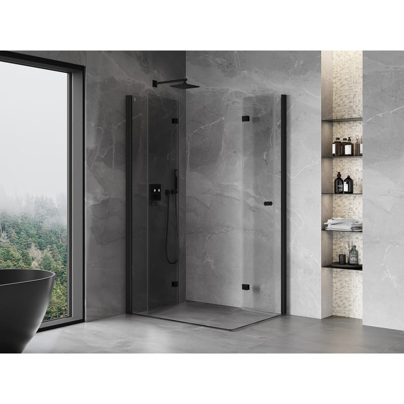 Mexen Mist-F Duo cabine de douche pliante gauche 115 x 100 cm, transparent, noir - 8A6-115L-100P-70-00