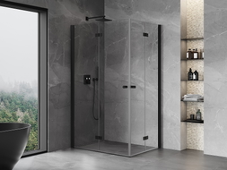 Mexen Mist-F Duo cabine de douche repliable gauche 120 x 110 cm, transparent, noir - 8A6-120L-110P-70-00