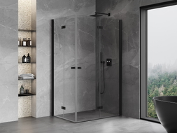 Mexen Mist-F Duo cabine de douche pliante droite 75 x 90 cm, transparent, noir - 8A6-075L-090P-70-00