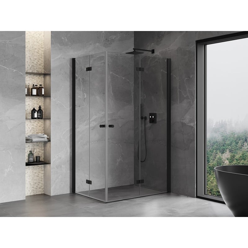 Mexen Mist-F Duo cabine de douche pliante droite 85 x 90 cm, transparent, noir - 8A6-085L-090P-70-00